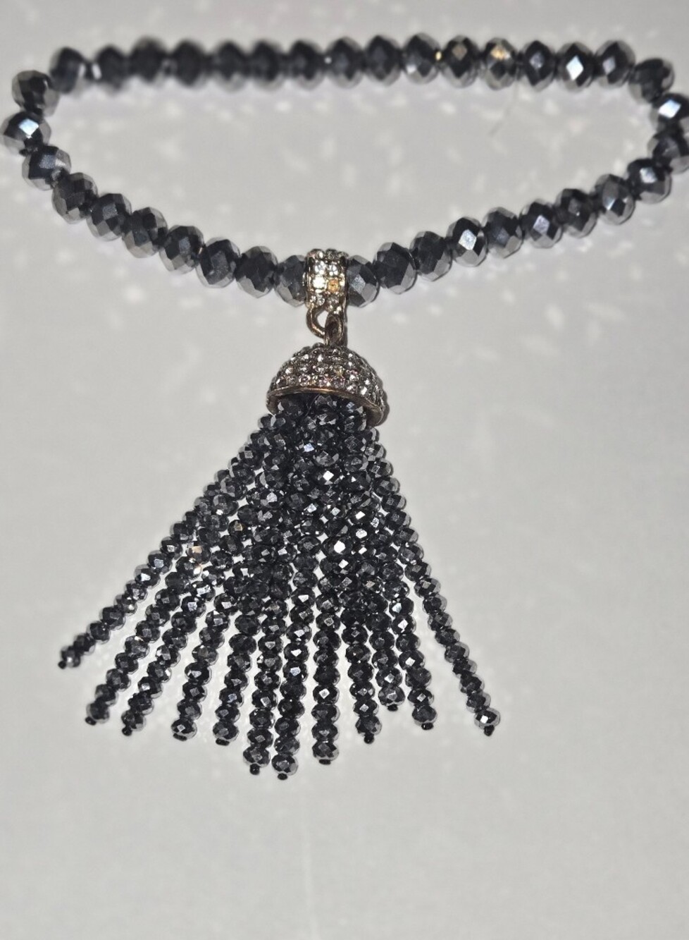 Grey Crystal Tassel Bracelet Necklace – Unbranded
